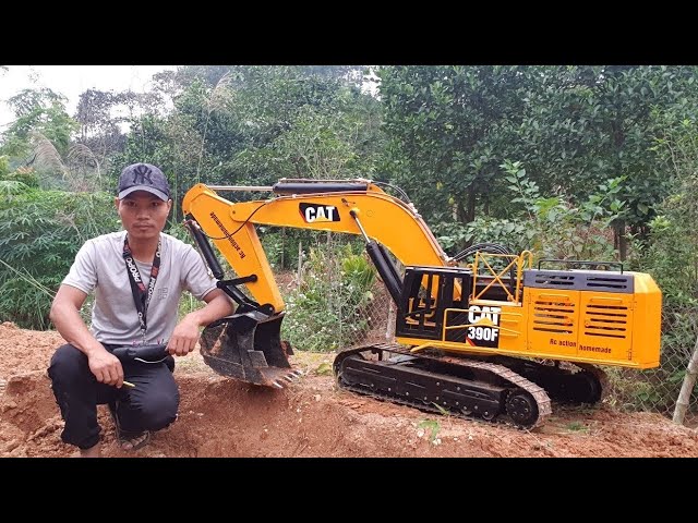 excavator scale 1/8, caterpillar 390f | rc action homemade