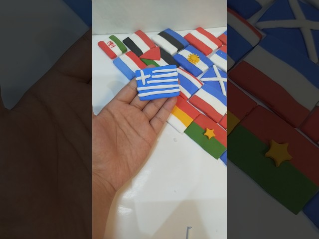 a Mini Greece Flag with Clay! 💙🤍✨ | Satisfying Clay Art #trending #shorts