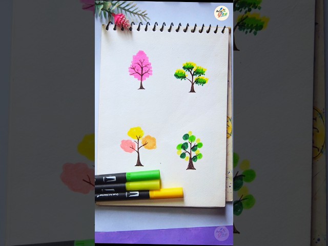 4 types tree drawing ideas #art #drawing #shorts