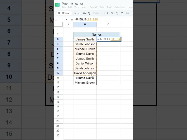 Remove Duplicate Names in Google Sheets with ONE Formula!
