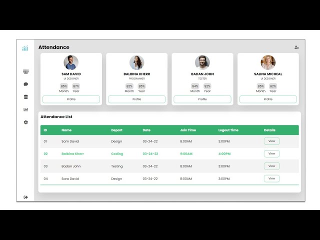 How to create Dashboard with HTML and CSS | Create Attendance Dashboard with HTML and CSS