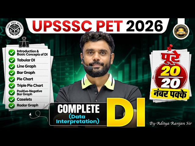 UPSSSC PET 2026 Maths + DI 🔥 | Complete Data Interpretation Class | DI Class| Aditya Ranjan Sir