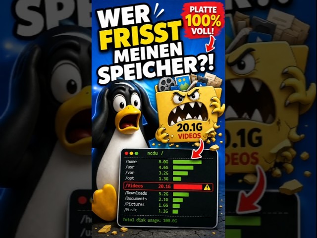 ⚡  Speicher voll? Finde den Übeltäter in Sekunden #ncdu#linuxdeutsch#terminal