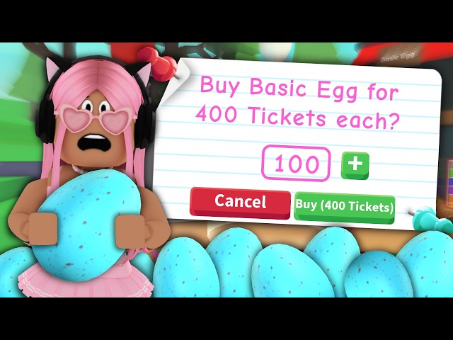 i hatched 100 BASIC EGGS in adopt me...