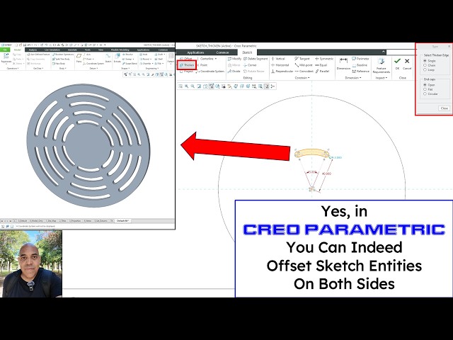 Creo Parametric - Sketch Mode - Yes, You Can Offset on Both Sides...