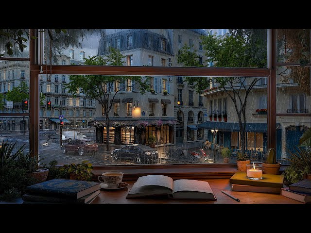 Paris Evening Study Room Ambience - Rain and Distant Thunder Sounds for Focus, Study and Relaxation