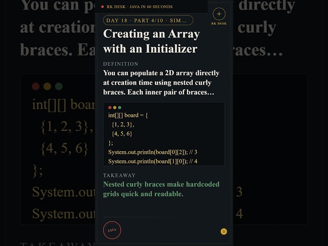 Day 18 Pt 4/10: Creating an Array with an Initializer #Shorts