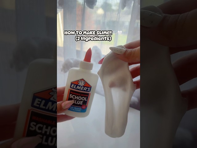 2 INGREDIENT SLIME!! 🫧🤍 #viral #slime #noglue #shorts