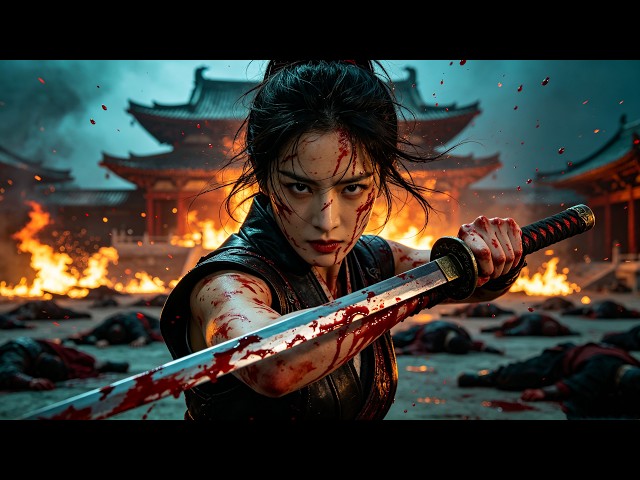 【FULL MOVIE 4K】Bloodied Blade Maiden Fights Through Burning Temple Ruins！
