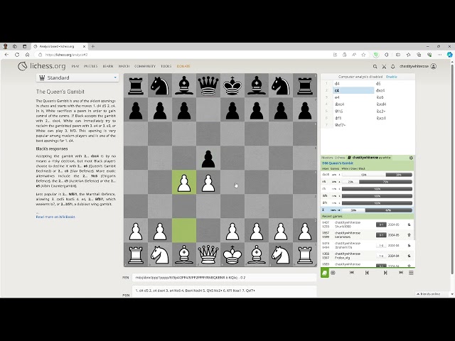 How I win games with the Queen's Gambit: Chastity’s Chess Challenge on lichess.org