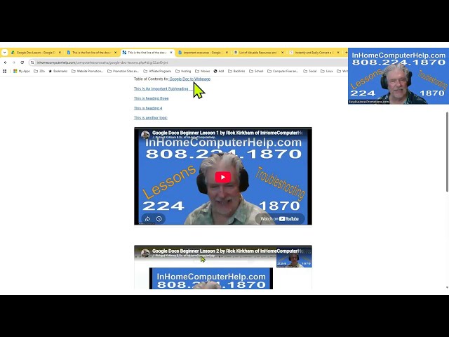 Google Docs Beginner Lesson 4 by Rick Kirkham of InHomeComputerHelp.com Honolulu HI and all of Oahu