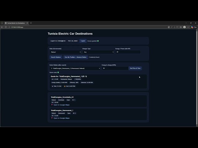 Web Services with Flask API | Tunisia Electric Car charging points project