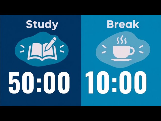 Deep Focus for ADHD 🧠 | 1 Hour 50/10 Pomodoro Timer ⏰️+ Soothing Brown Noise 🎧