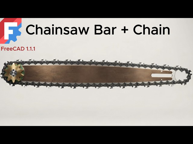 FreeCAD Tutorial Modeling Chainsaw Bar With Chain.