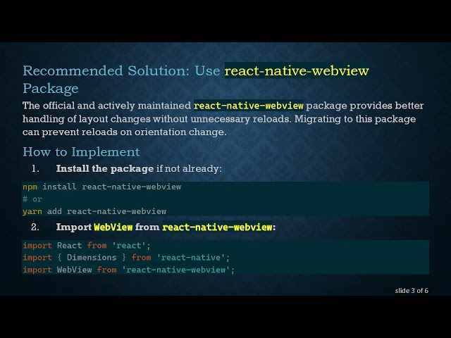 Prevent React Native WebView Reload on Orientation Change