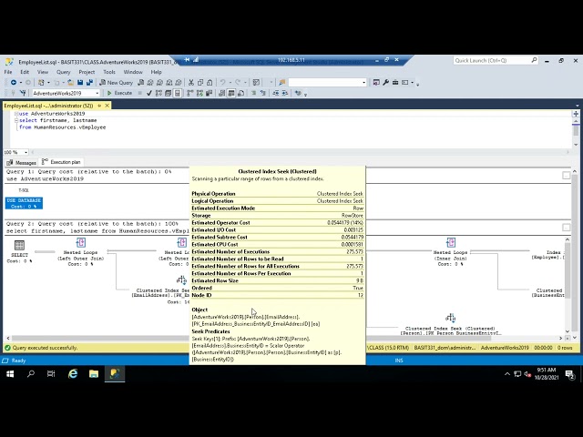 Viewing SQL Server query execution plans