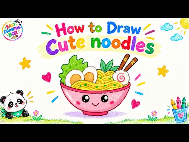 🍜 How to Draw a Cute Noodles Box | Easy Drawing for Kids| #easydrawing #easydrawingbox