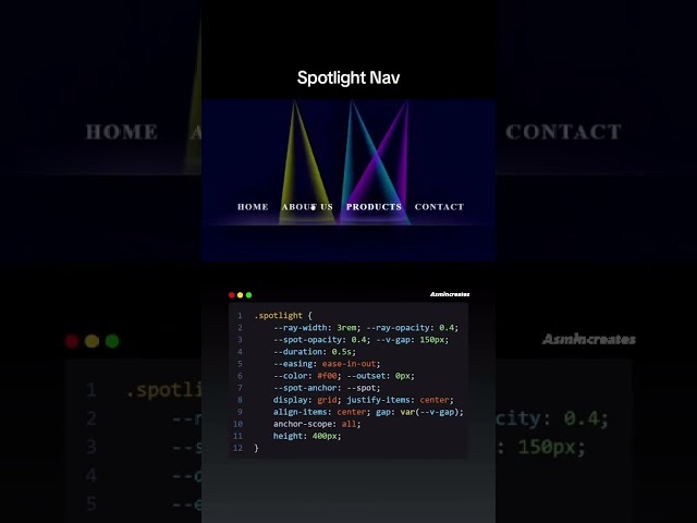 Spotlight Navigation Bar using HTML, CSS and JavaScript