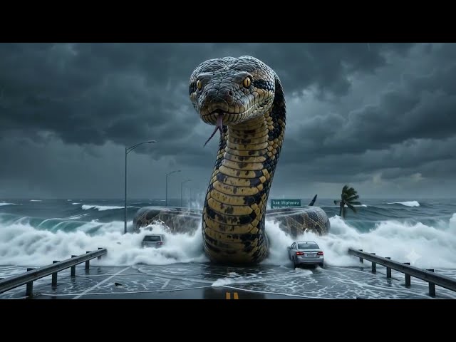 A Giant Python Is Swept Away by Floodwaters in Nepal! #GiantPython #Nepal #Flood