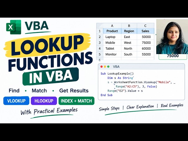 Excel VBA Worksheet Functions | VLOOKUP, INDEX & MATCH | VBA Tutorial #vba #excelvba #vbatutorial