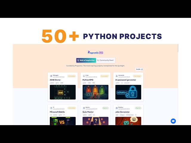 50+ Python Projects for Beginners | Wall of Inspiration