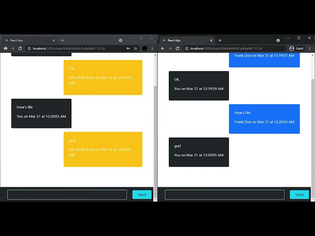 [DEMO] Realtime chat mini-app w/ MERN (MongoDB, Express, React, Node) + Socket.io