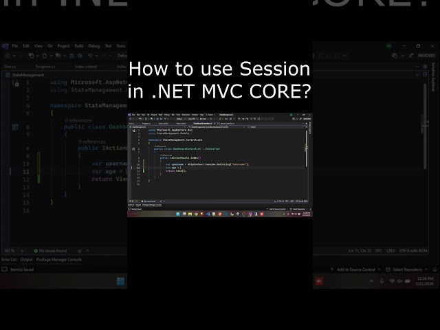 How to Use Session in ASP.NET Core MVC | Step-by-Step Tutorial
