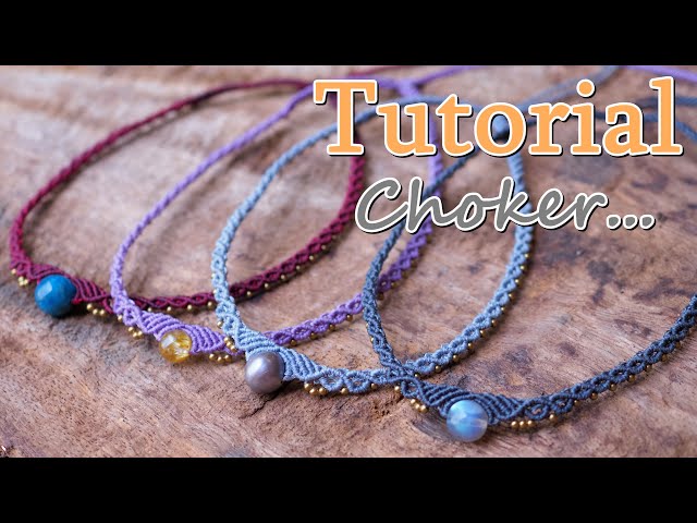 How to make macrame choker-Tutorial macrame jewelry waxed cord