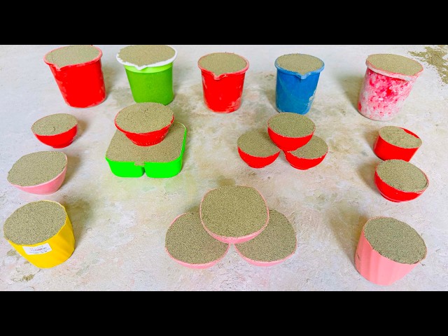 4:06 Minutes Satisfying With ASMR Beautiful Plastic Bathtub Cup Glass Sand Cake Making in sandclay
