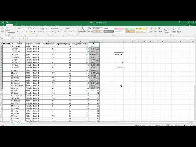 Module 1: Data Entry and Formatting (lecture 3)