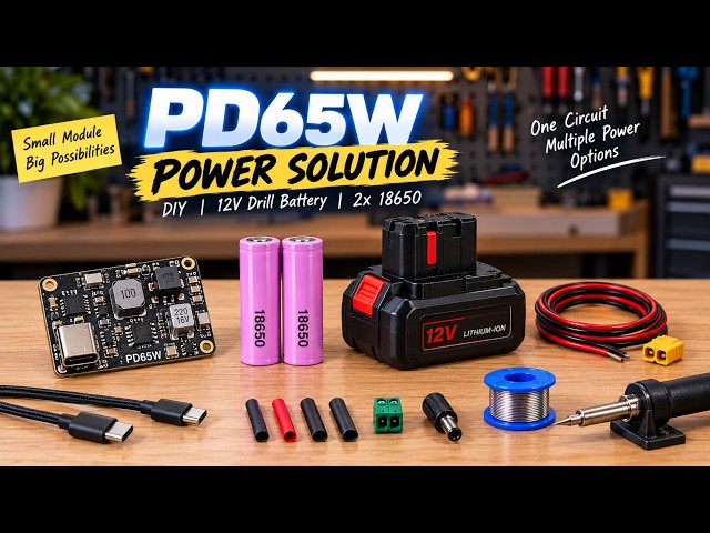 DIY 65W USB-C PD Power Supply | PD65W Module with Drill Battery & 18650