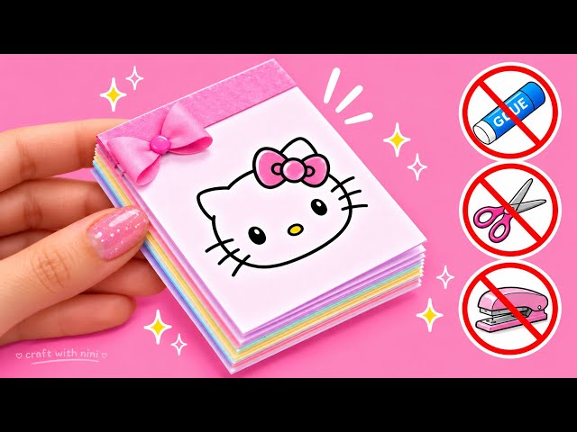 DIY cute mini notebook 🎀 no glue no tape craft / easy paper craft / cute art stationery 