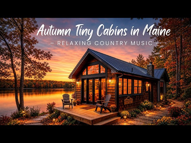 Autumn Tiny Cabins in Maine | Relaxing Country Music