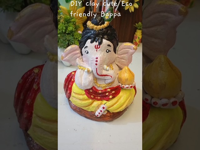 DIY clay cute Eco friendly Bappa 🌿#shorts #trending #viral #diy