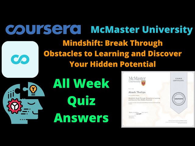 Mindshift Break Through Obstacles to Learning and Discover Your Hidden Potential | All Quiz Answers