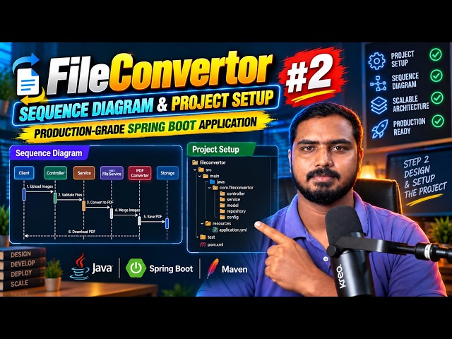 #2 FileConvertor Sequence Diagram & Project Setup | Production-Grade Java Spring Boot Project