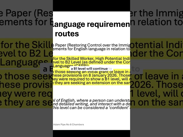 New B2 English Requirement for Skilled Workers  #immigrationlaw #immigration #skilledworkers