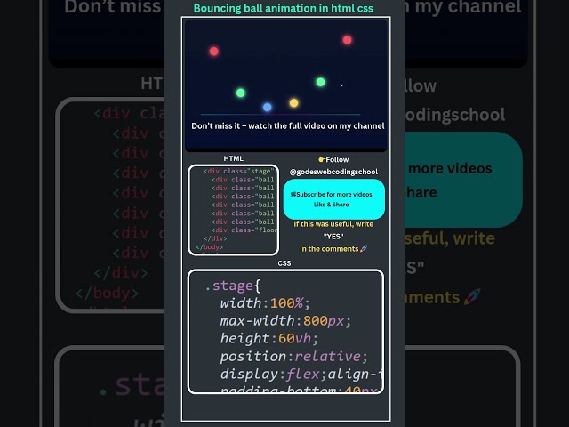 Create a Bouncing Ball Animation with HTML & CSS in 30 Seconds!