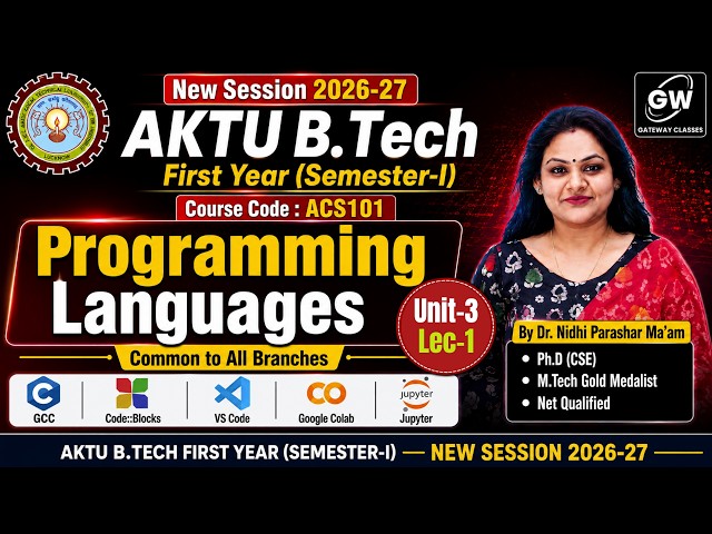 Unit-3 Lec-1  Programming Languages AKTU B.Tech First Year I By Dr. Nidhi Parashar Ma'am I AKTU