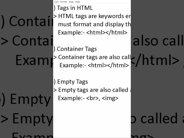 Tags in HTML