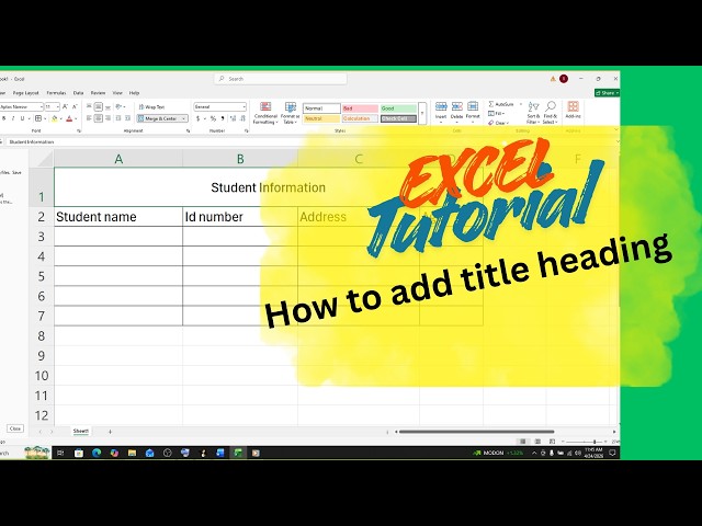 📊 How to Add a Title Heading in Excel | Quick & Easy Tutorial