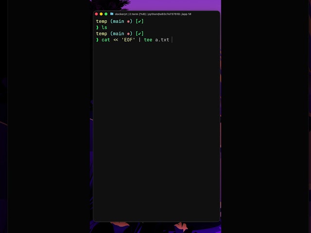 MAGIC NO SHELL COM CAT, HEREDOCS E TEE (BASH)