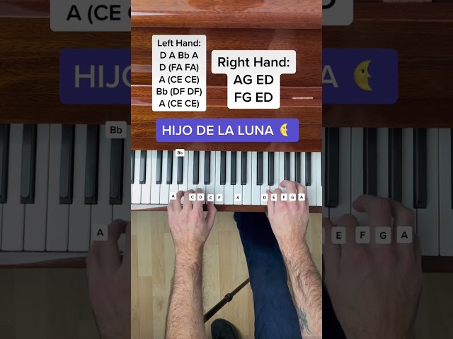 Hijo De La Luna - Tik Tok Version (Easy Piano Tutorial with Letter Notes) #Shorts