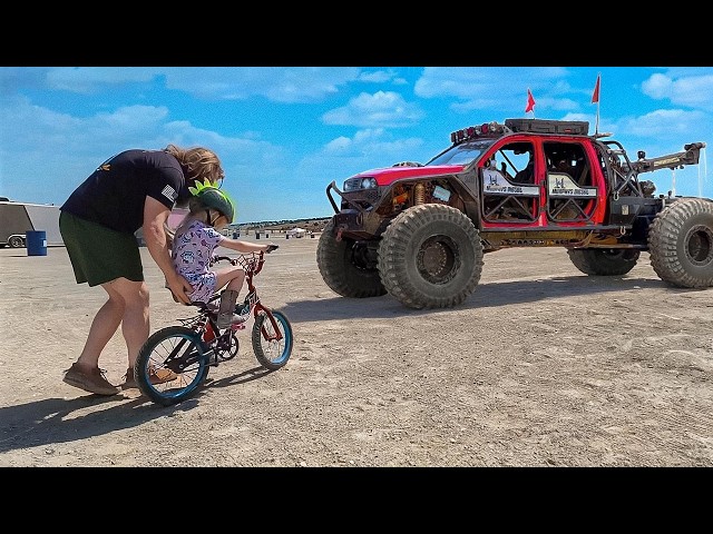 My Daughter Learned To Ride A Bike At The Craziest Place Possible