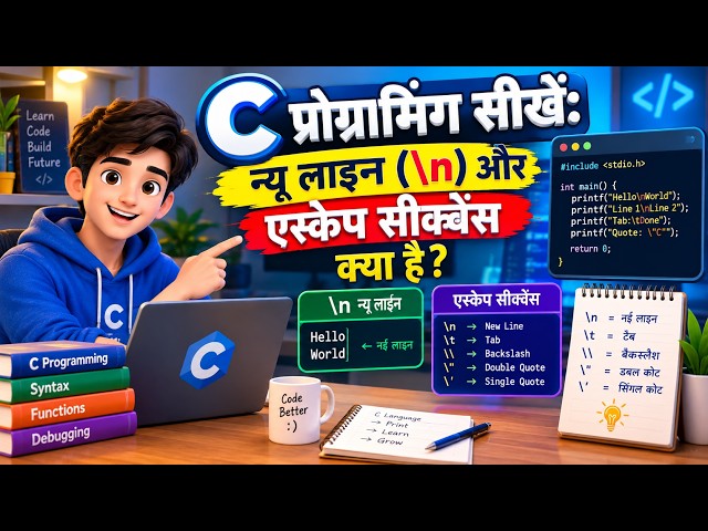 4.2) C प्रोग्रामिंग सीखें: न्यू लाइन (\n) और एस्केप सीक्वेंस क्या हैं?