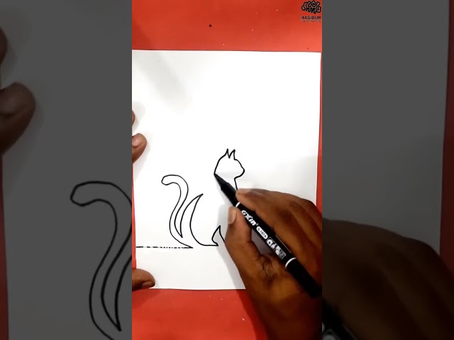 Drawing Dog and Cat from One Line Art #shorts