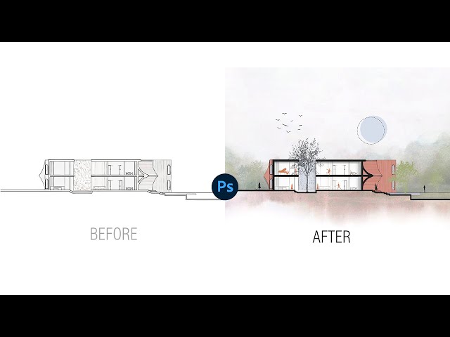 How to Render an Architectural Section in Photoshop —Quick Step-by-Step Tutorial #architecture