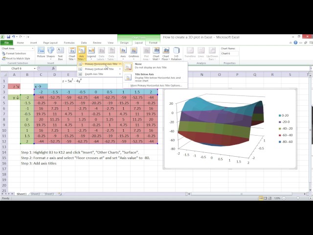 Plotting a 3D graph in Excel