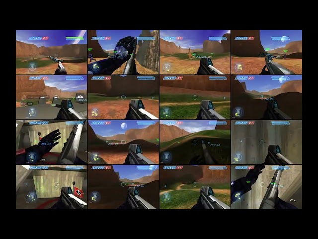 16 players split screen on Blood Gulch: Halo CE Decompiled