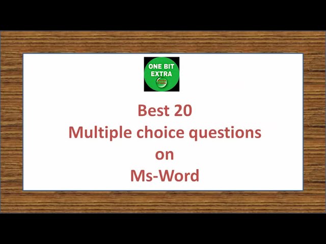 MS WORD MCQ | BEST 20 MS WORD MCQ | COMPETITIVE EXAMS |